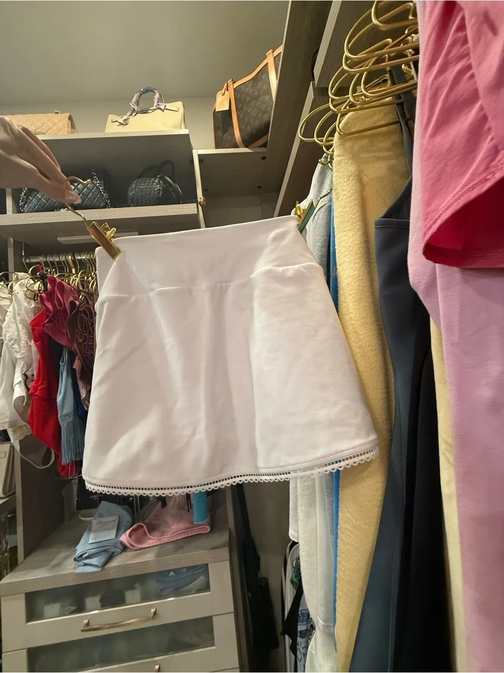 ALO Yoga White Circle Skirt with Lace Trim